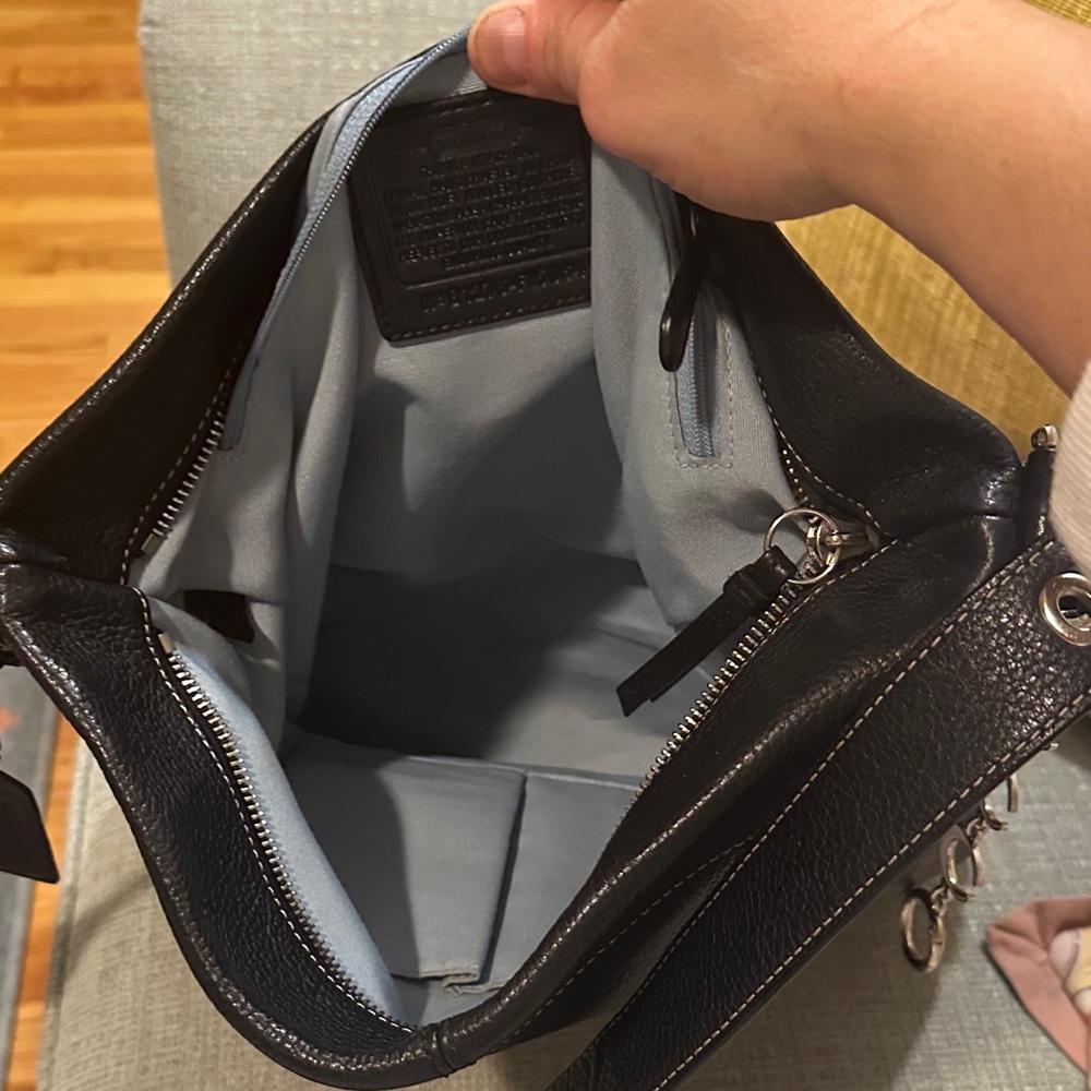 Coach Black Leather Shoulder Bag with Scarf Accent - Picture 8 of 8